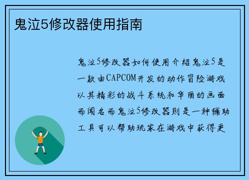 鬼泣5修改器使用指南